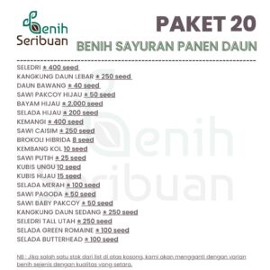 Benih Sayuran Daun 20 Macam Benih Paket Sayur Unggul
