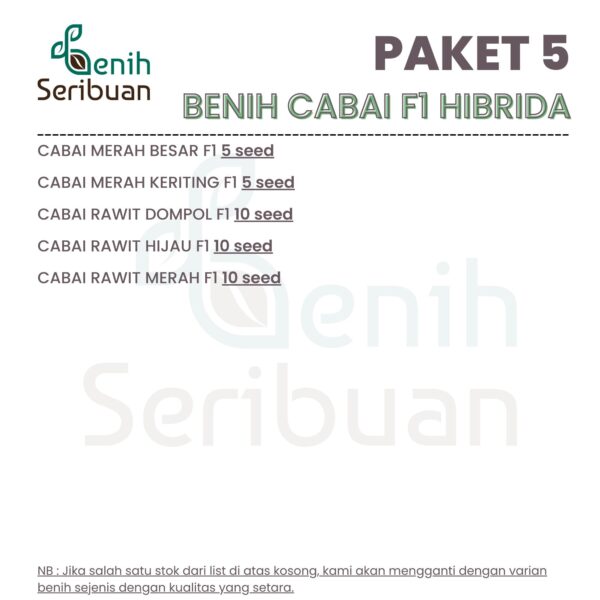 Benih Cabe 5 Macam Benih Cabai Rawit Hibrida Seribuan 2 Benih Cabe 5 Macam Benih Cabai Rawit Hibrida Seribuan