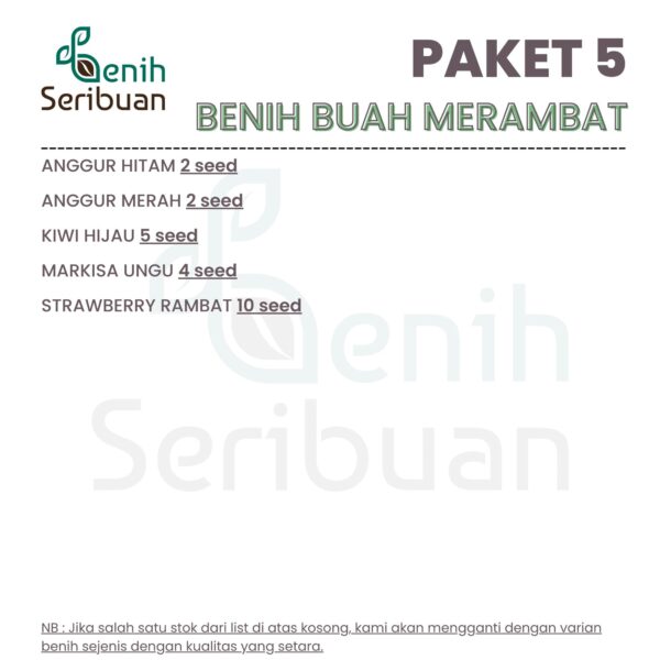Benih Buah Merambat 5 Macam Benih Paket Buah-Buahan Rambat Unggul Seribuan